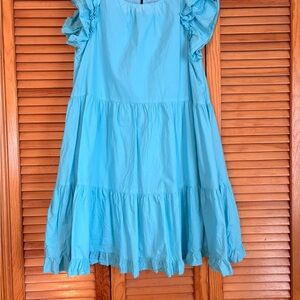 Elegant Blue Ruffled Women's Dress